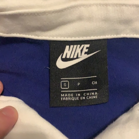 MENS Small Blue/White Collard Nike Sweatshirt - Picture 2 of 3